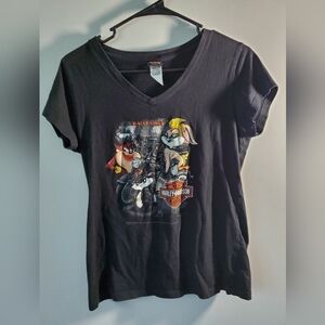 Harley-Davidson Rally Girls Looney Tunes V-Neck Tee Myrtle Beach SC